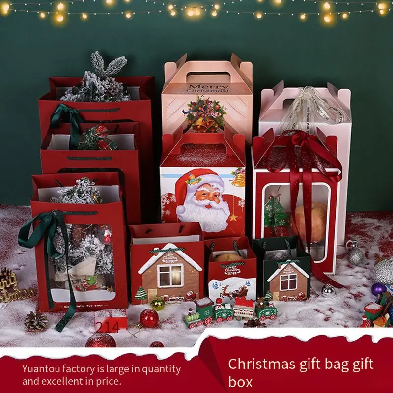 Manufacturers wholesale creative small window paper packaging gift box packaging bags for Christmas