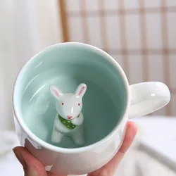 Wholesale Creative Retro Couple Tea Coffee Cup Gift Set Taza Caneca Unicorn Ceramic Mug With Lid