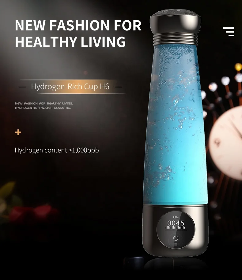 Titanium Platinum Membrane Electrode Hydrogen Water Generator Bottle 270ml 3000ppb Hydrogen Rich Water Bottle