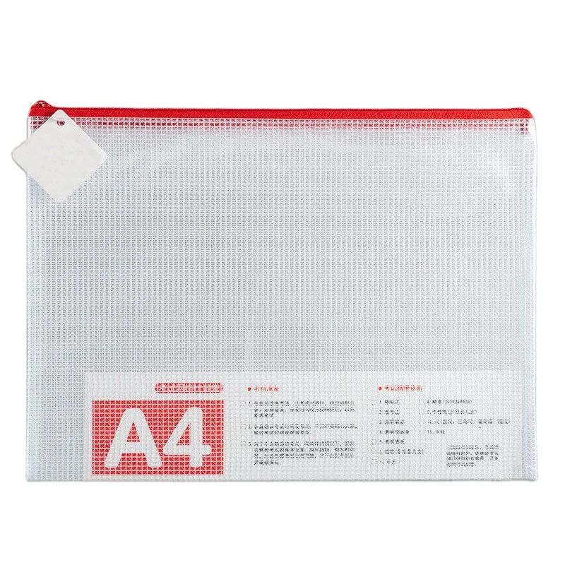 Custom School Office Supplies Plastic Zipper Mesh A4 PVC File Folders For Documnets Storage