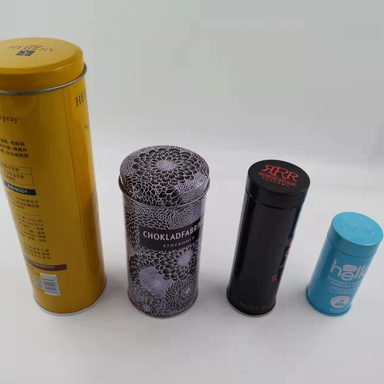 OEM design tall round chips tea coffee tin can