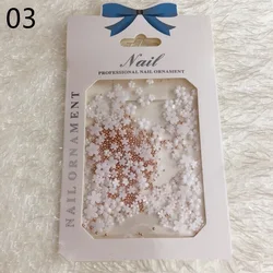 Mixed White Petals Gold Beads Nail Charms Decoration Nail Art Accessary Rhinestone