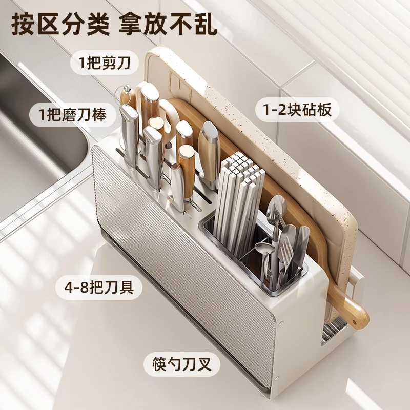 Multi-Functional Acrylic Knife Holder - Clear Universal Kitchen Knife Block with Slots for Scissors and Sharpening Rod - Durable