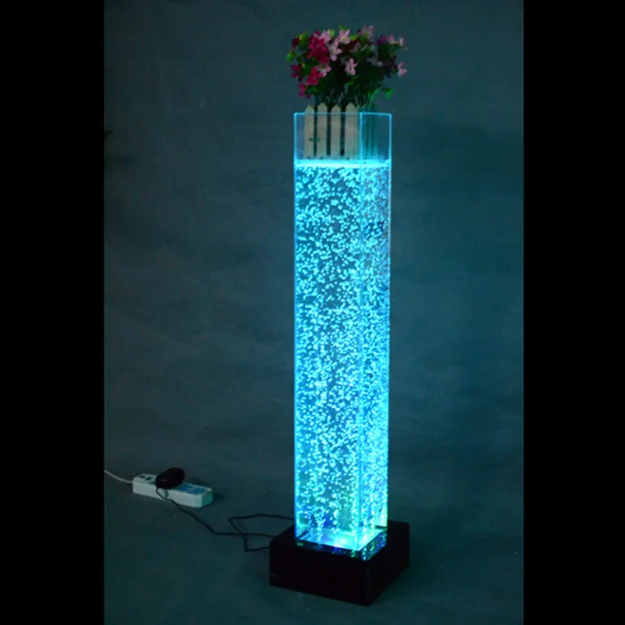 Wedding Event Party Decoration Color Changing Water Bubble Column Square Flower Pillar Lighting Decorations
