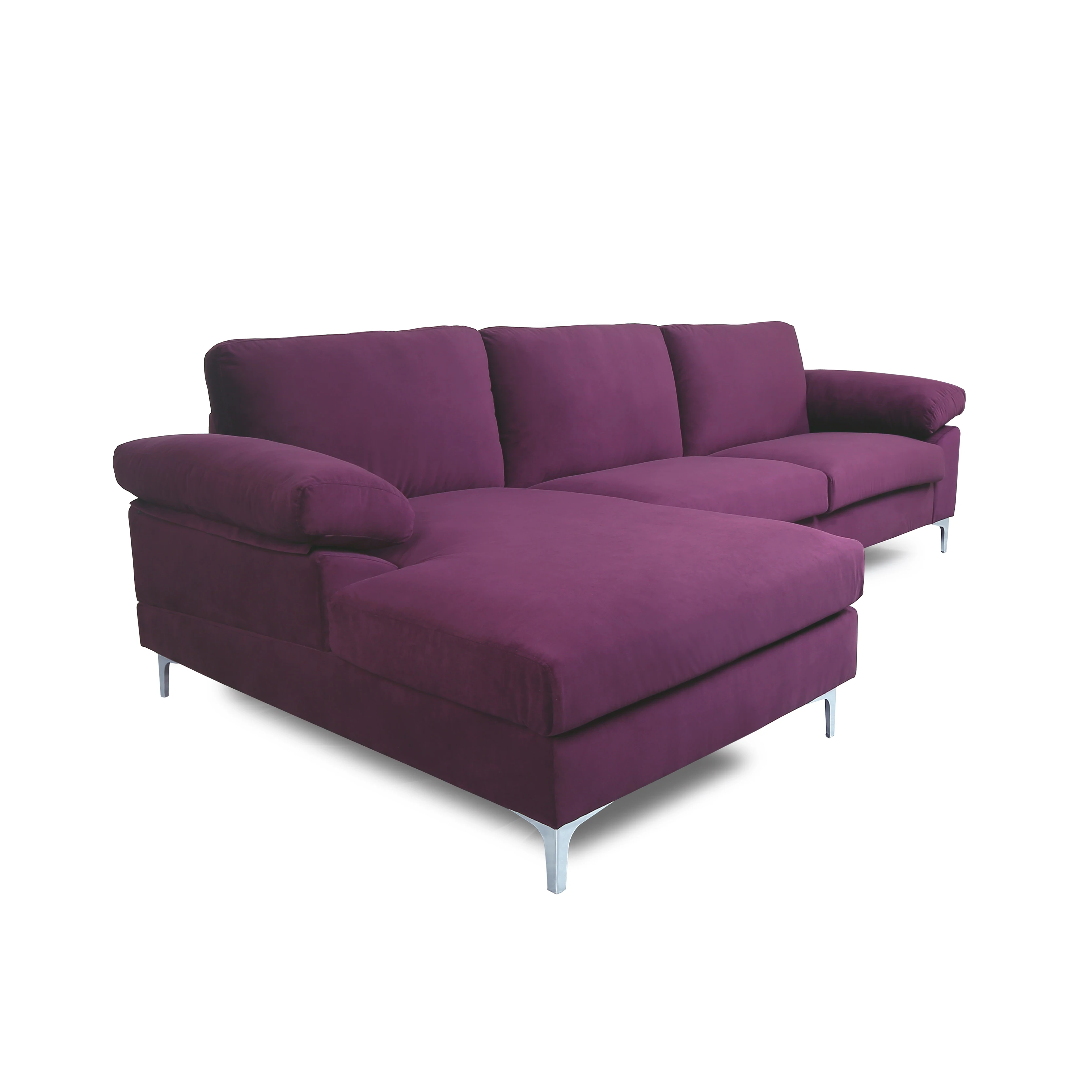 Elegant convertible sofa purple velvet couch living room sofa set furniture with bed in it