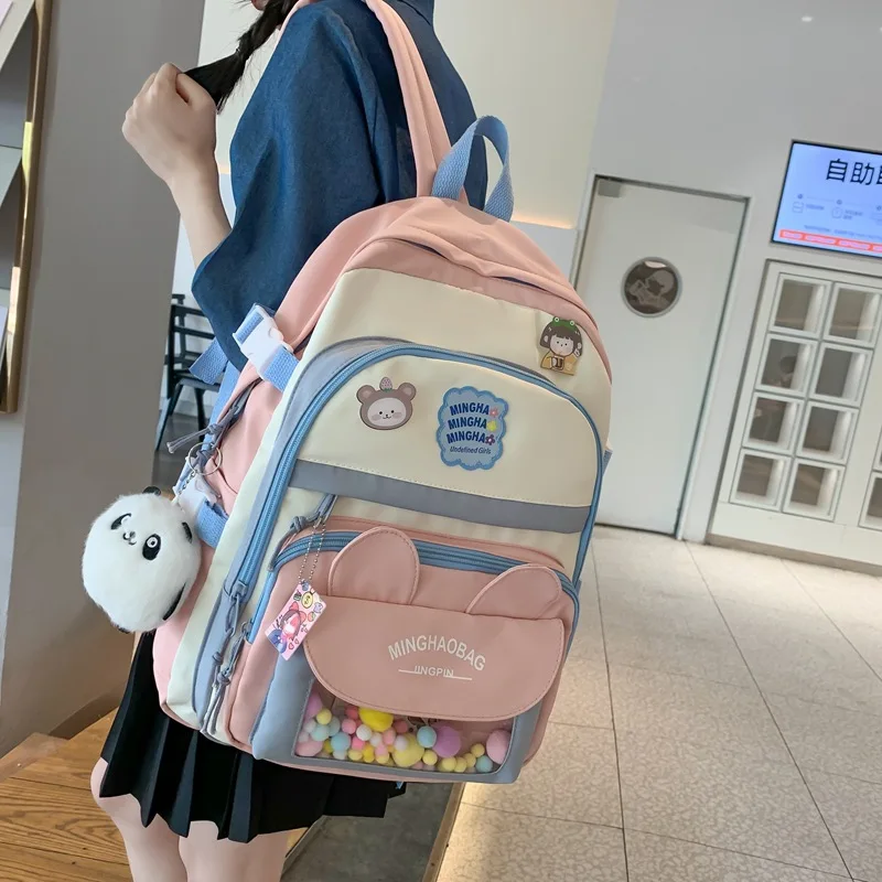 Large capacity school bag 2023 new Korean version of cute student backpack student high quality cartoon school bag backpack