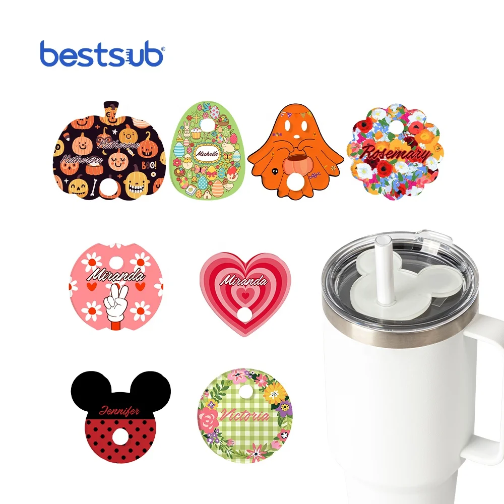BestSub New Sublimation Blank Tumbler Decoration 26/30/35/42oz Tumbler tag Lid Name Tags Plate