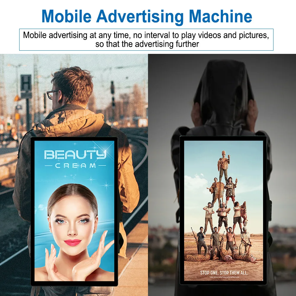 Outdoor Video Backpack Walking LCD Billboard 21.5 Inch Digital Advertising Screen Outdoor Backpack