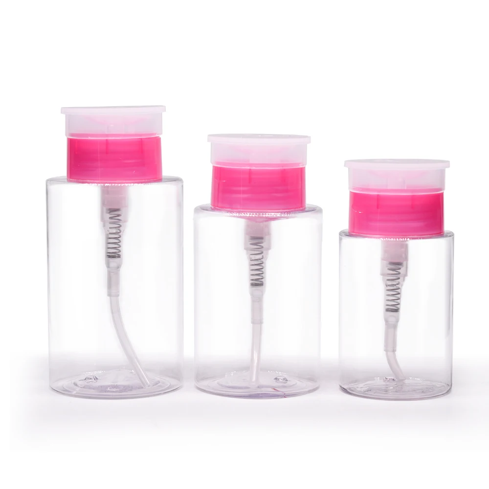 Push Down Empty Lockable Facial Toner Bottle Make Up Remove Bottle Pump Dispenser Bottle for Nail Polish