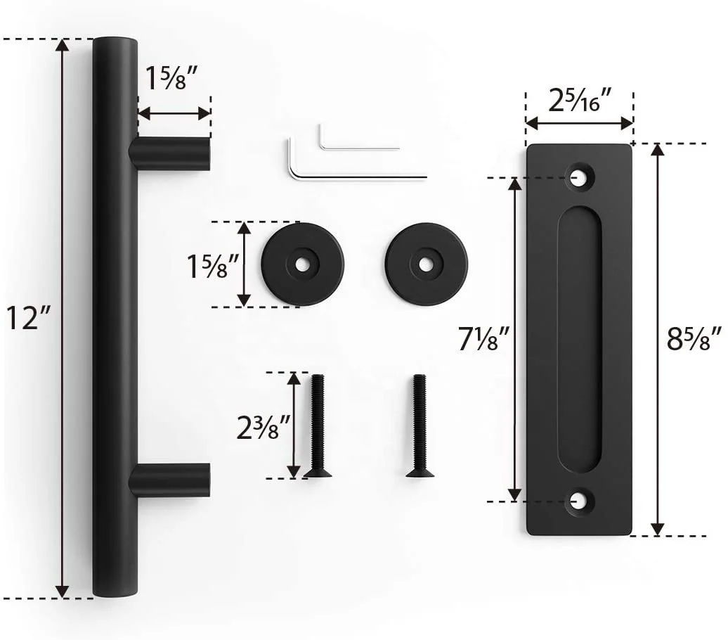 Barn Door Round Solid Handle Black Gates Garages Sheds Furniture Handle Set