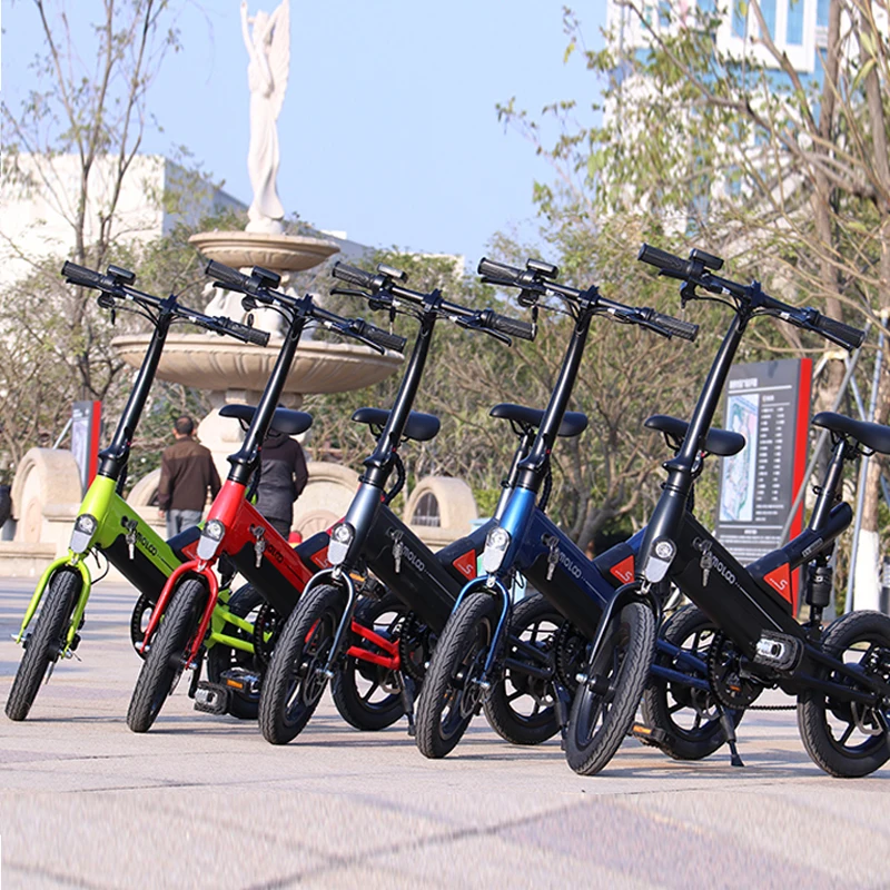 Tomoloo high speed quality aluminium 35km 350w 14inch fat tire electric folding city bike