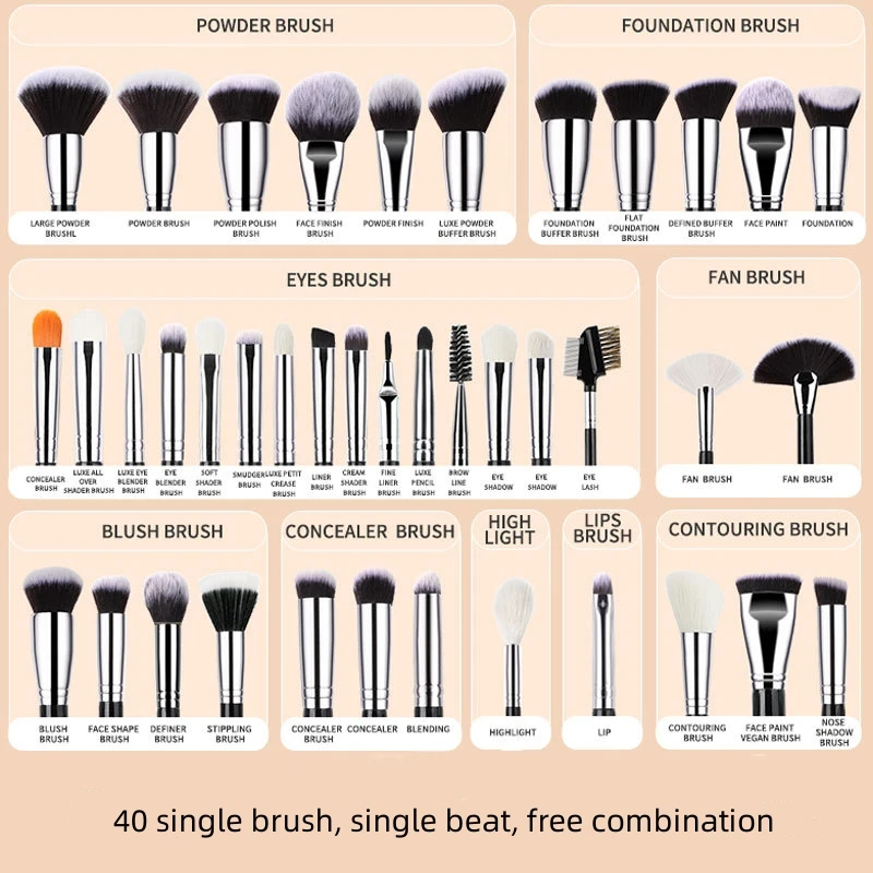 Factory Manufacture 40 Pieces Make Up Brush Set Professional Beauty Makeup Tools Make Up Brush Set
