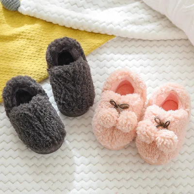 
Winter Cute Ball Children Slippers Furry Keep Warm House Shoes For Kids Wholesale 