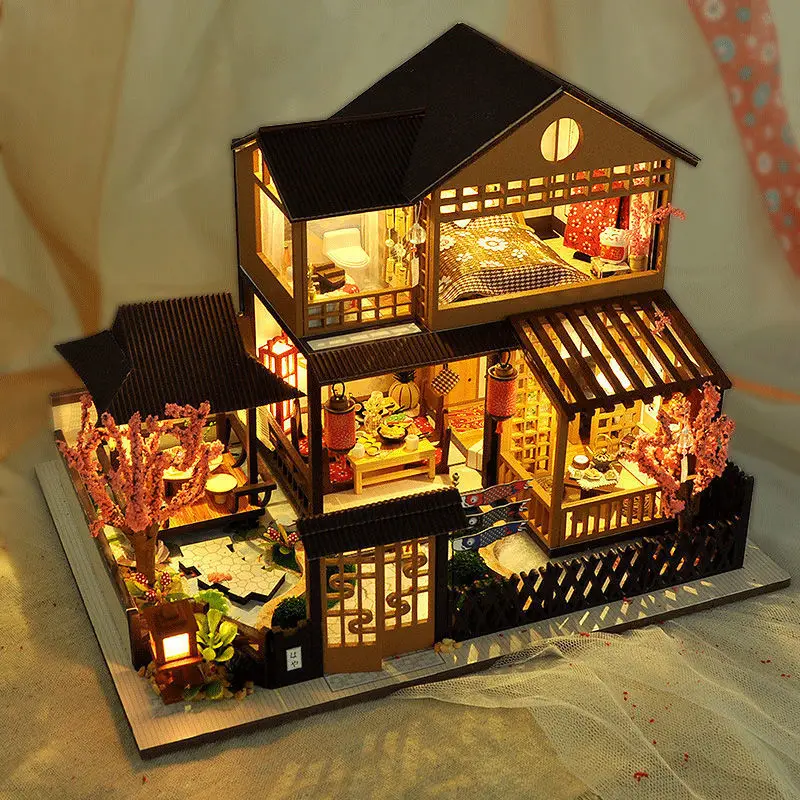 New Arrival Miniature Gift Doll House Wooden houses Miniature Diy Doll house Furniture Toy Kid Gift