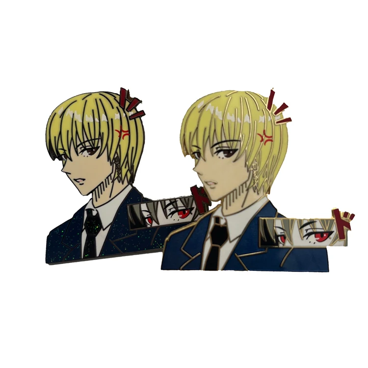 Металлические поделки, дизайнерские нагрудные булавки, Hunter X Hunter, красивый мальчик, логотип, OEM, резиновые клатчи, эмалевые булавки оптом