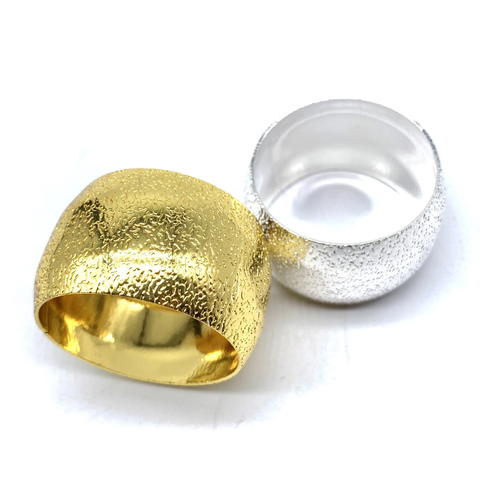 Round Luxury Metal Gold silver Napkin Rings for wedding table decoration napkin holder