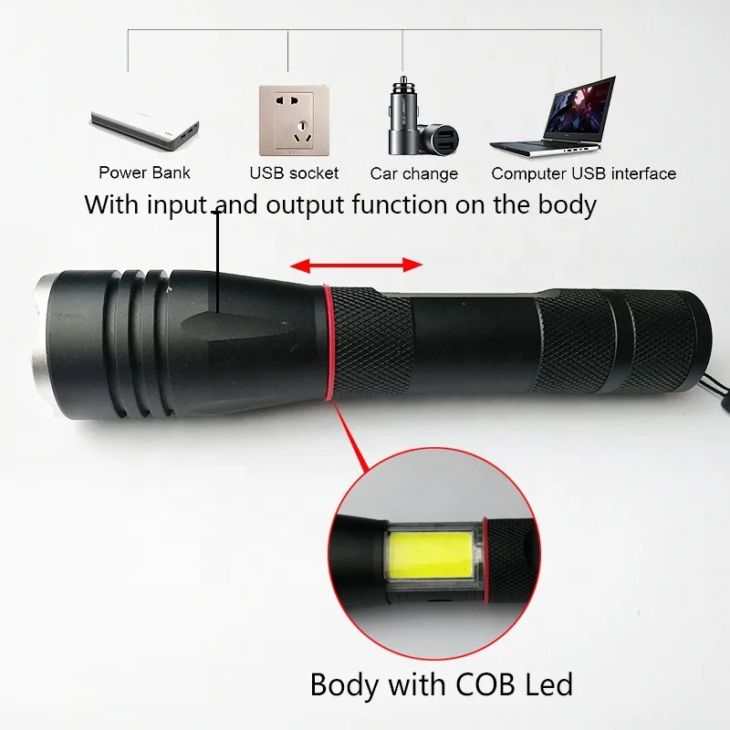 High Quality Zoomable 5 Modes Inspection COB Led Flashlight With Magnet Rechargeable Led Torch Light