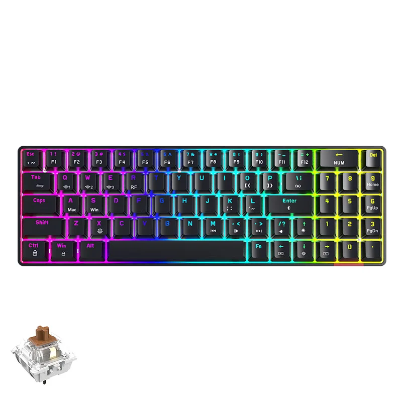 Ajazz AK692 Ultra Compact 60% Form Factor Triple Mode Hot Swap - Mechanical Gaming Keyboard ABS Keycaps RGB Backlit
