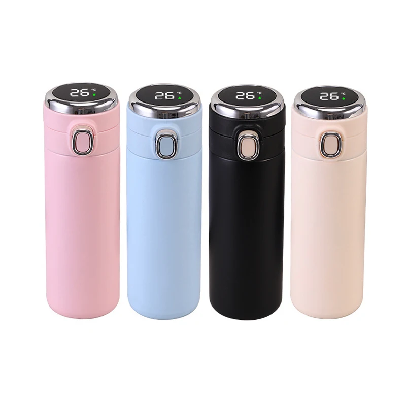 Beauchy Portable 420ml 304 Stainless Steel Bounce Coffee Cup Vacuum Flask Smart Water Bottle With Led Temperature Display