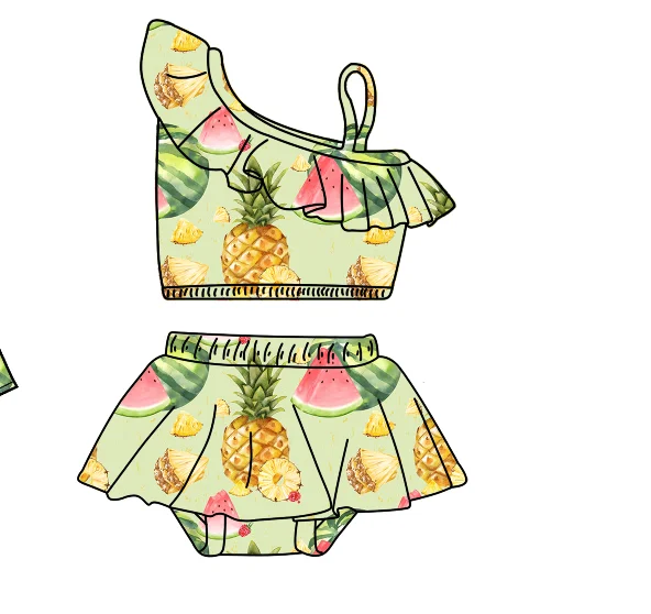 Zs55 boys clothing sets summer dress cotton t shirt watermelon printing girls swim suit