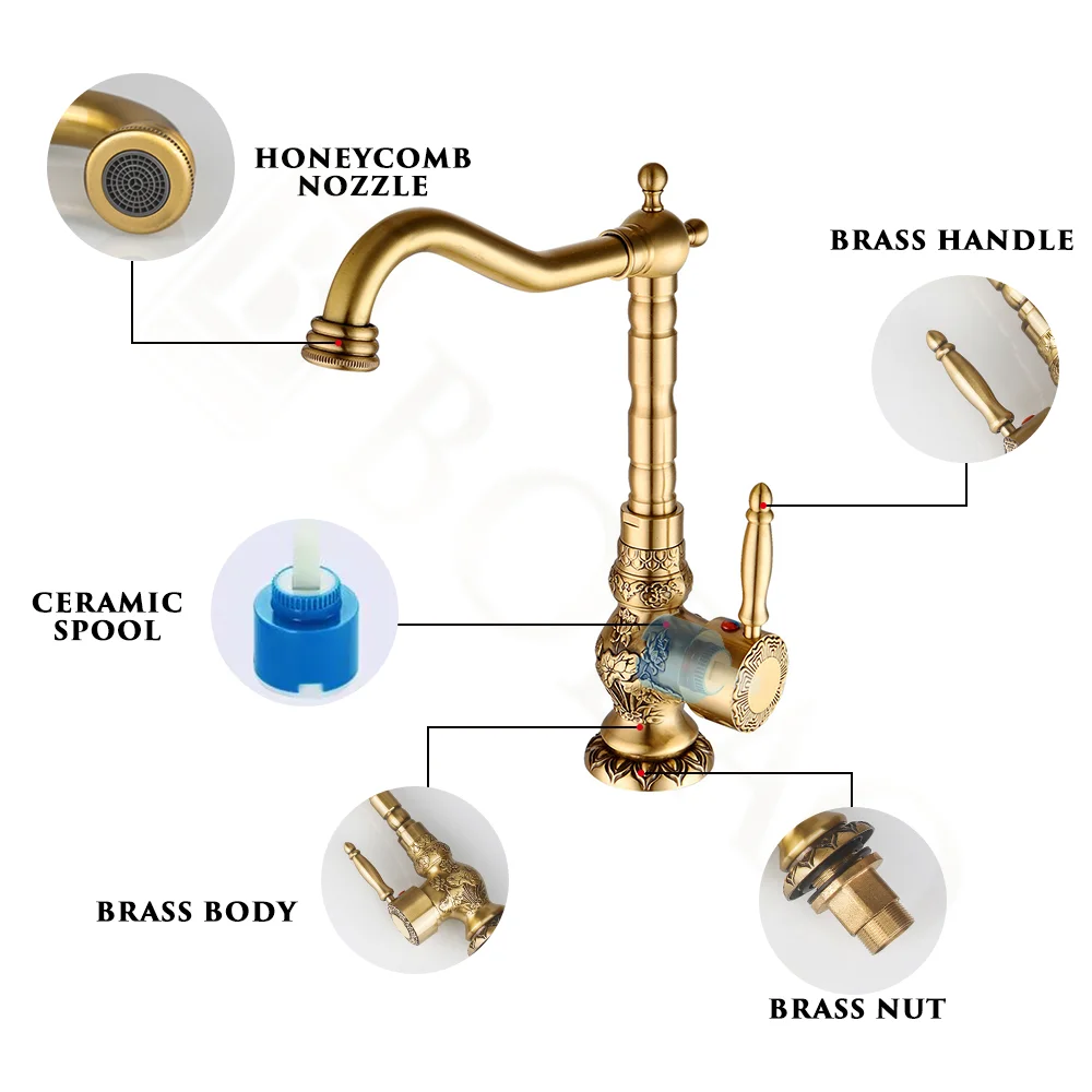 Classic Antique Faucet Bathroom Sink Faucets Cold And Hot Water Tap Basin Mixer Faucet