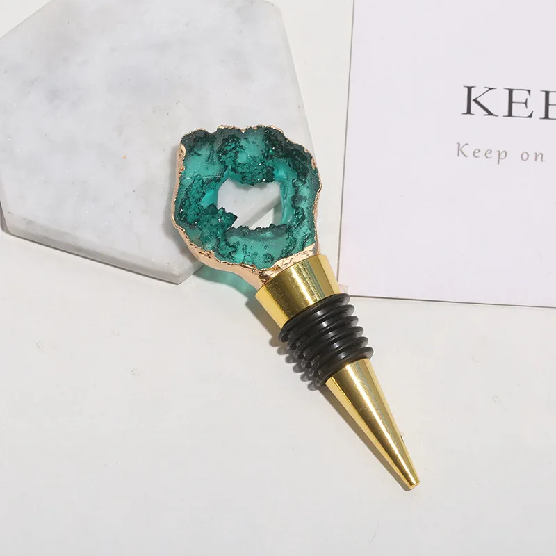New Creative Light Luxury Glass Wine Stopper Agate Fashion Color Crystal Hole Fashionable Wine