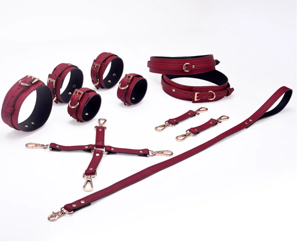 Roleplay BDSM Bondage Suit Restraint Gear 11pcs Sex Toys Couple Exotic Adult Couple Women Black Set Material Origin Type Colour