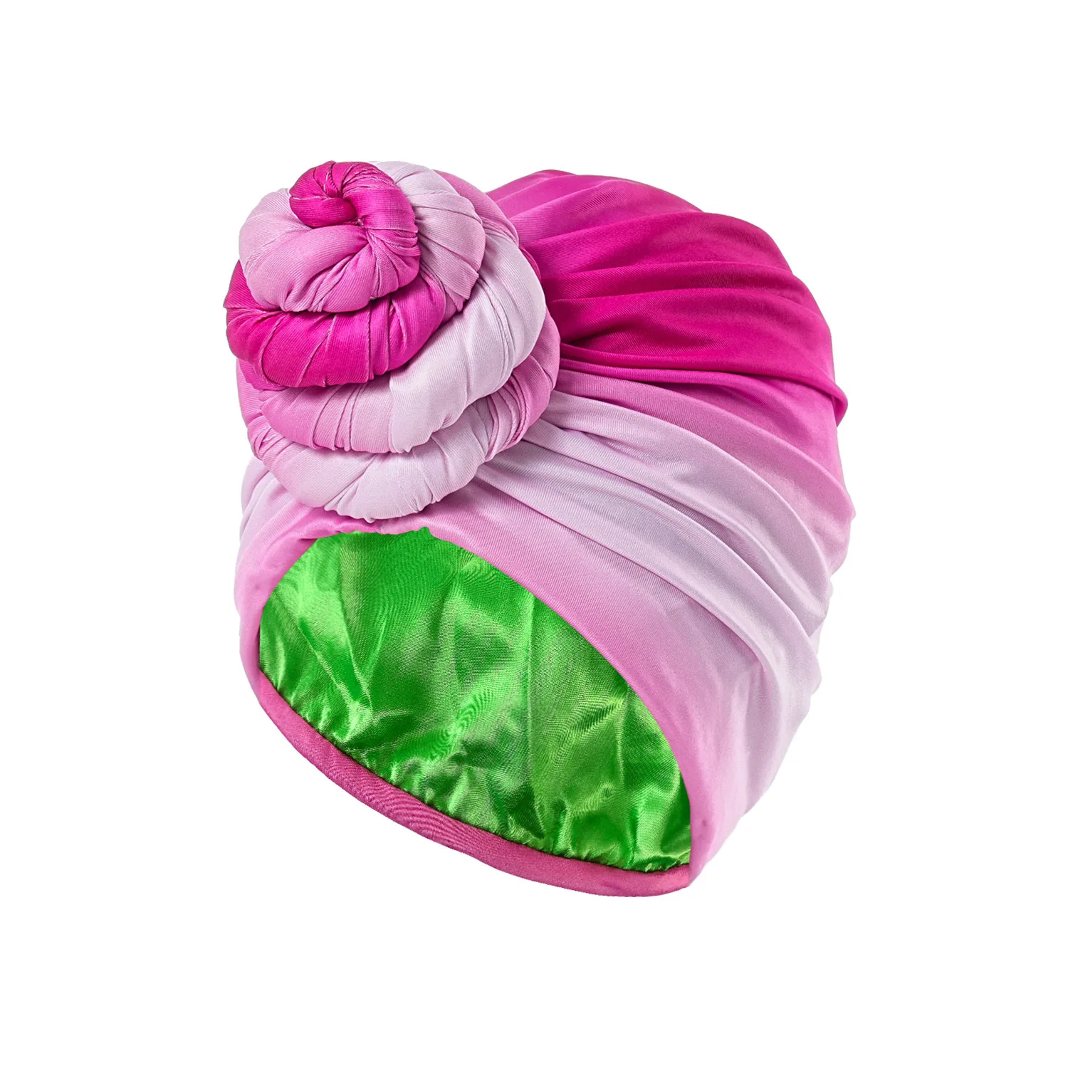 HZM-61044 Silk Satin Lined Turban Head Wrap Pre-Tied Skull Cap for Men and Women Sleeping Bonnet Hair Cover Chemo Hair Loss Hat