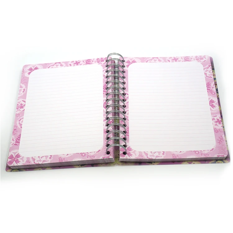 Cover & 240pages Text frosted PVC thickness 65C cover flower design wiro notebook printing