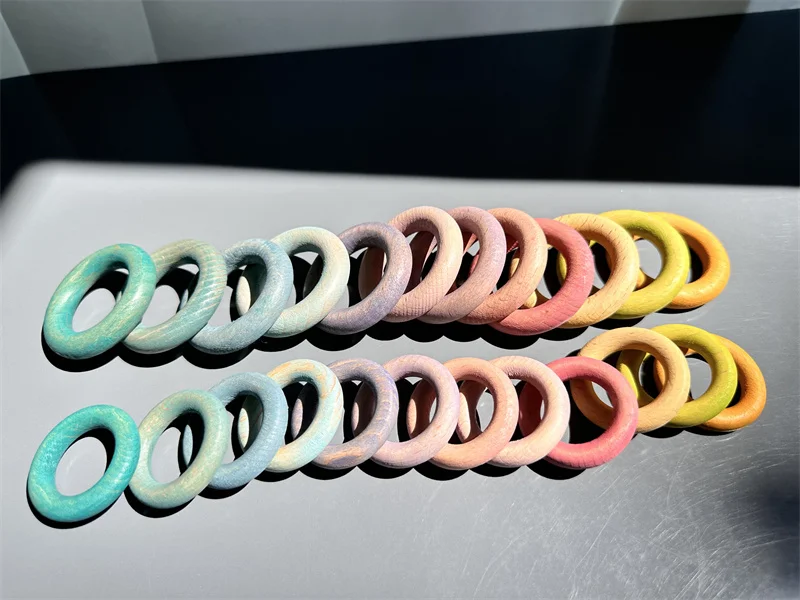 Большие пастельные складные цилиндры строительные блоки ролики деревянные игрушки лесные деревья кольца Детские творческие игры