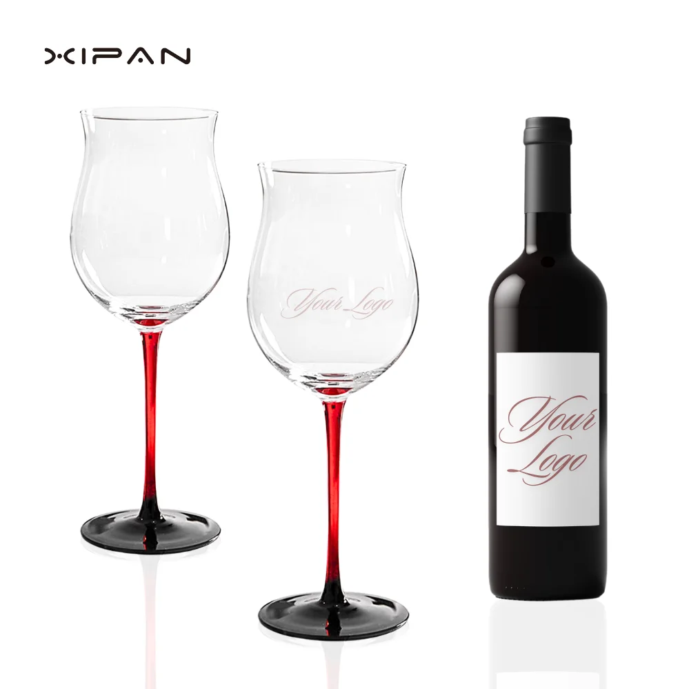 Заводской заказ 20 унций гигантский Кубок черный галстук тюльпан хрустальный бокал для бара свадебный подарок красное вино бокалы