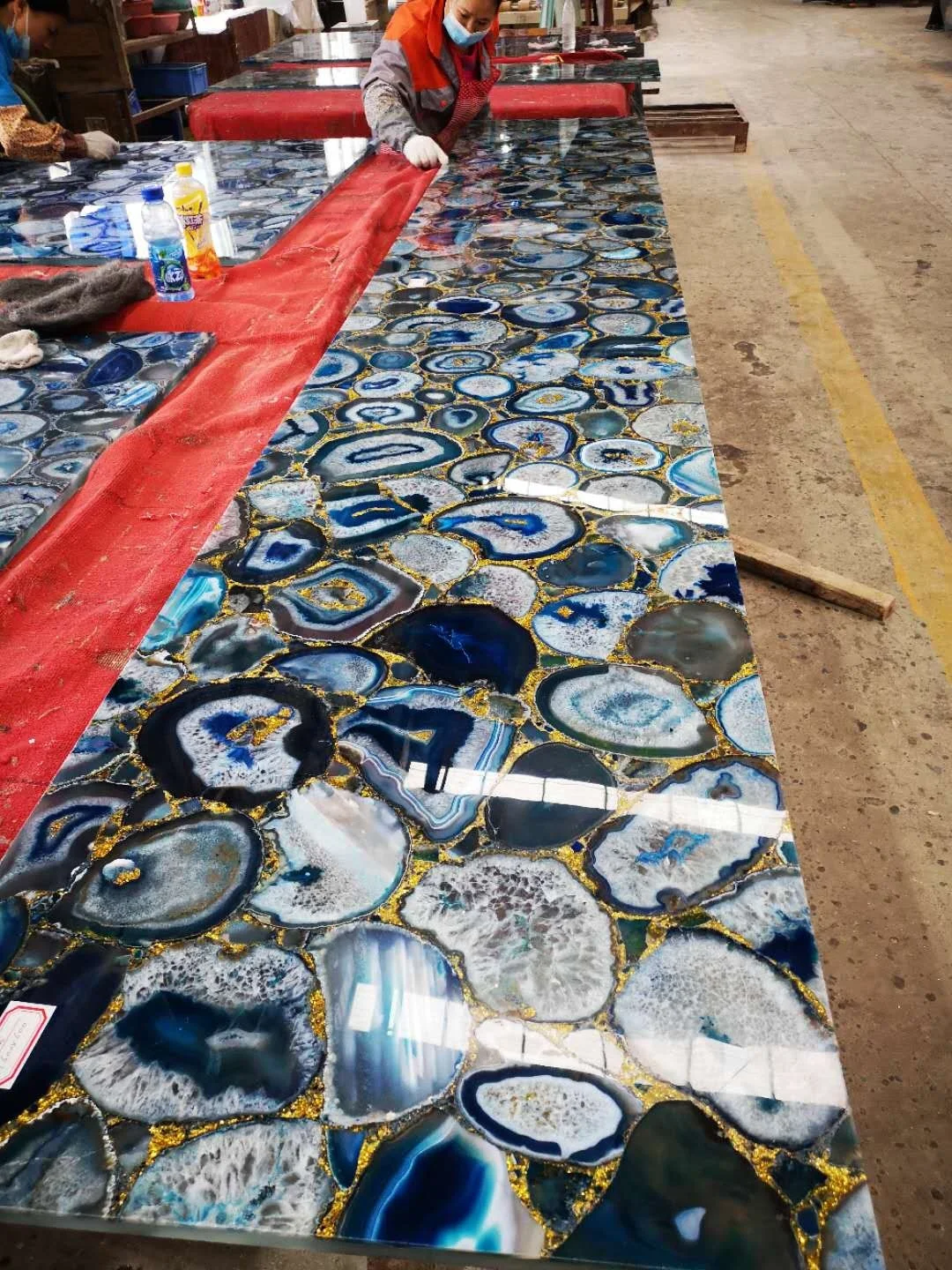 manufacture luxury natural agate stone blue agate slabs for villa decor