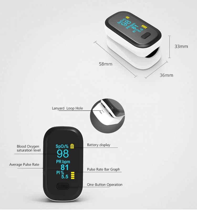Yonker CE approved Stock PI Portable medical instrument oxymetro fingertip pulse oximeter with OLED display