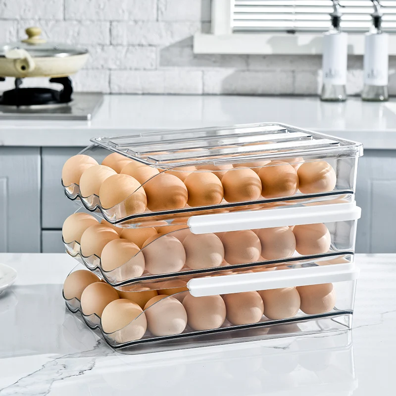 Egg Holder For Refrigerator Egg Fresh Storage Box for Fridge Clear Plastic Storage Container Tray