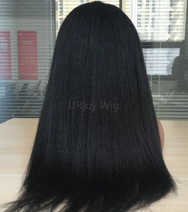 Natural Color Yaki Straight 100 Human Hair Brazilian Virgin Hair Celebrity Wigs Full Lace wig for Black Woman Free Shipping
