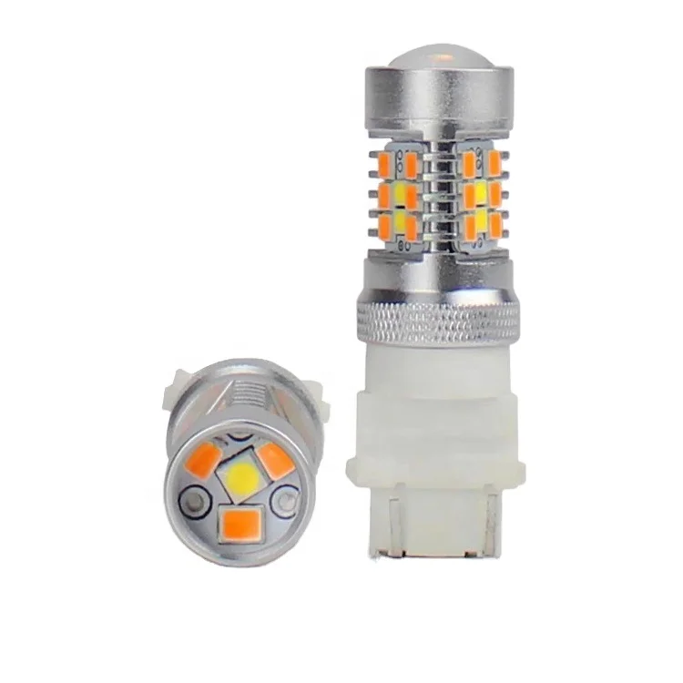 lkt T20 3157 7443 Dual color Led Turn Signal Light White amber 42smd 2835 Day Running light 12V switchback led