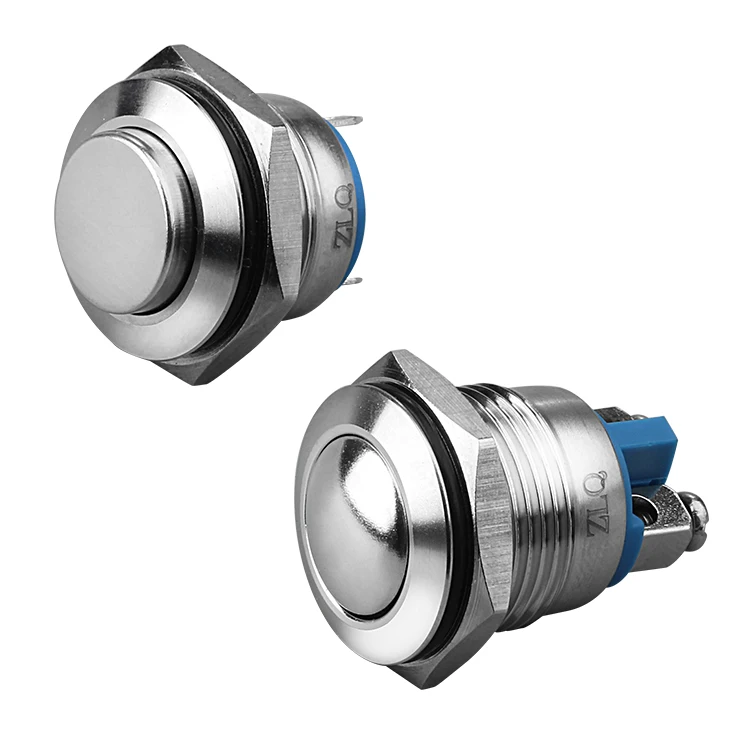 16mm 9-24V 12V 110V 220V Waterproof Metal Push Button Switch With latching 1NO 1NC wide voltage