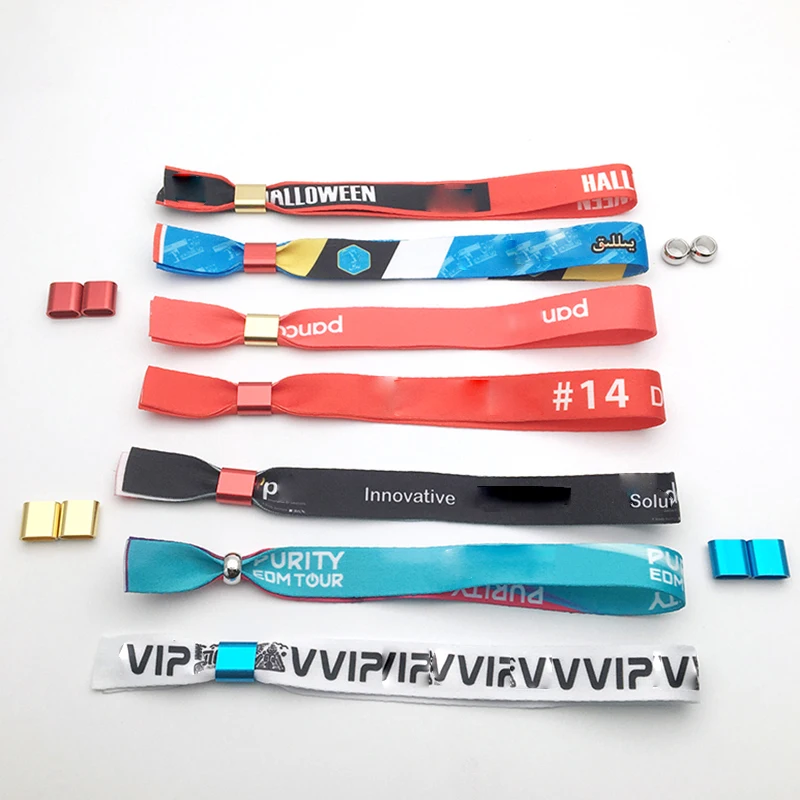 one-time use custom slide lock wristband/fabric festival wristband/polyester wristband for events China