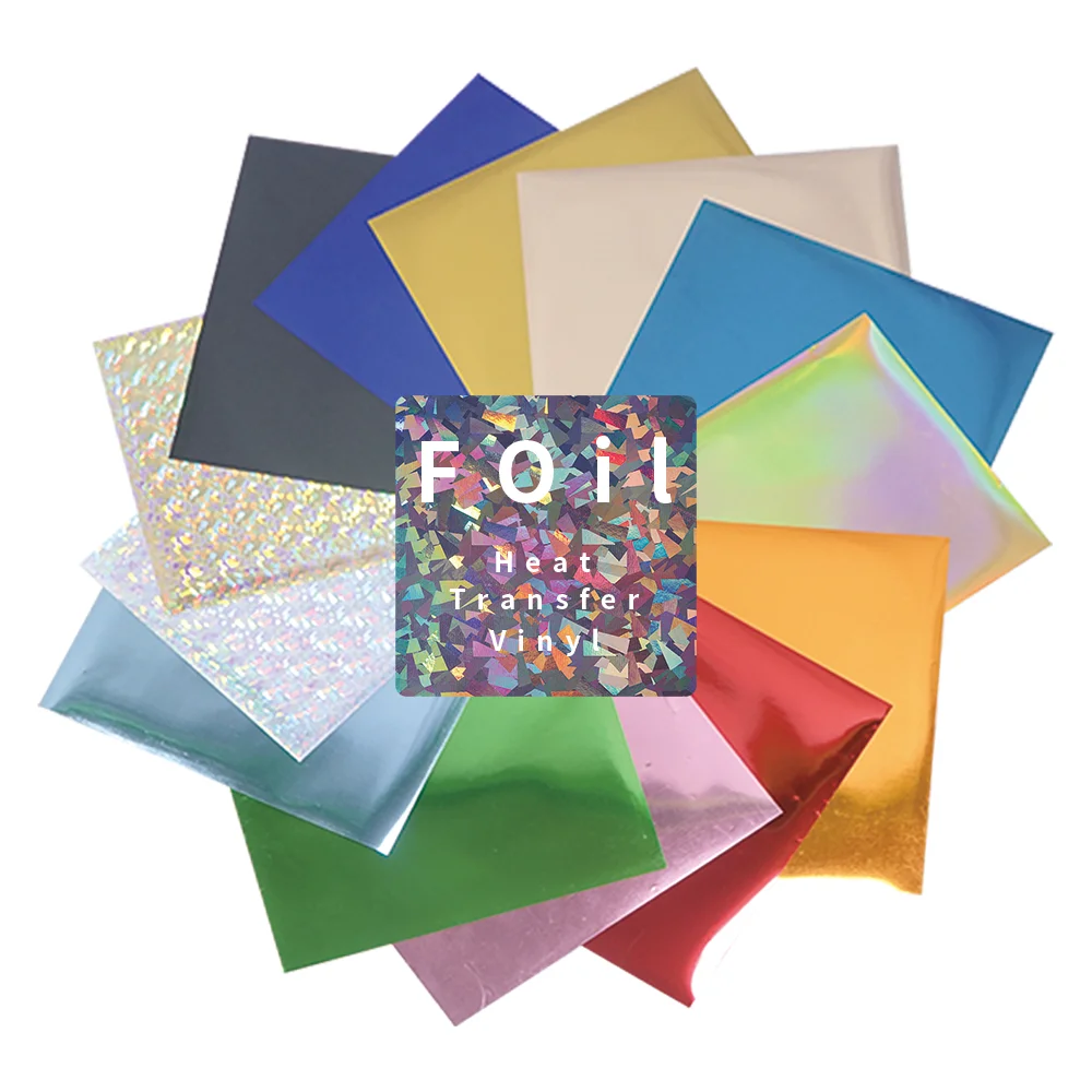 Wholesale pet metallic gold elastic flex laser foil heat transfer vinyl for clothing