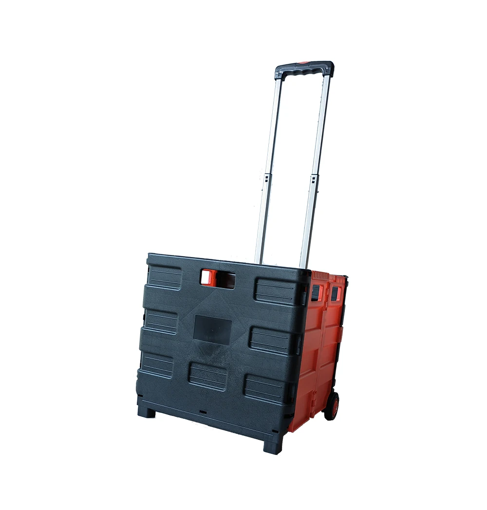 Customized Colorful brand trolley  collapsible  foldable folding plastic grocery shopping trolley cart with wheels manufacturer