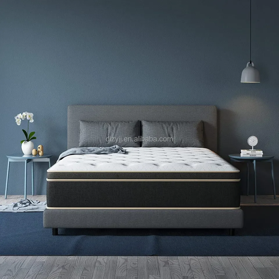 Euro Pillow Top full size plush mattress pocket spring bedroom mattress compressed roll up mattress