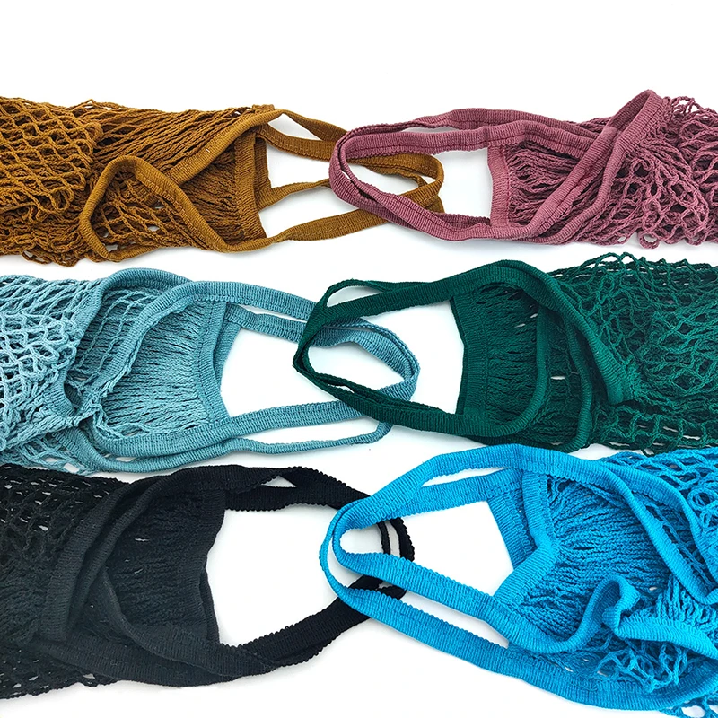 Многоразовая сумка для овощей и фруктов с ручкой, домашние хлопковые сетчатые мешки для овощей