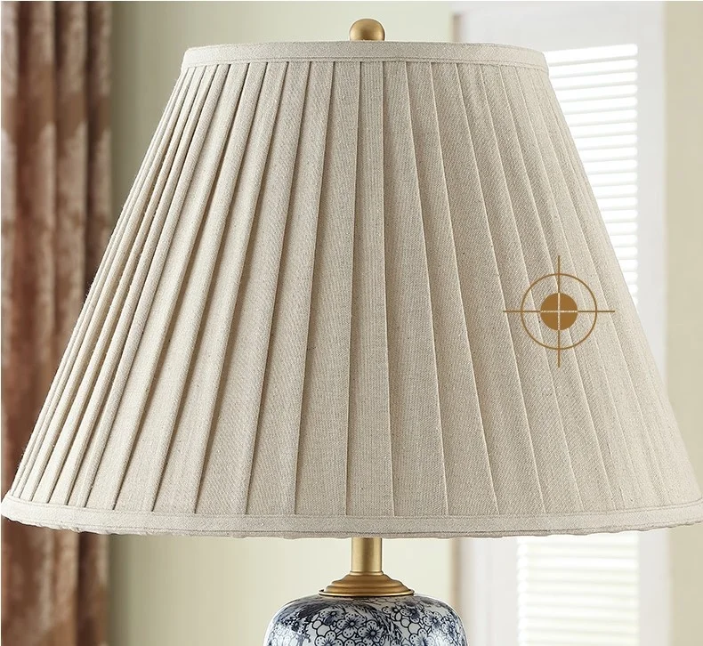 Chinese classic blue and white ceramic jar E27 table lamp for bedroom