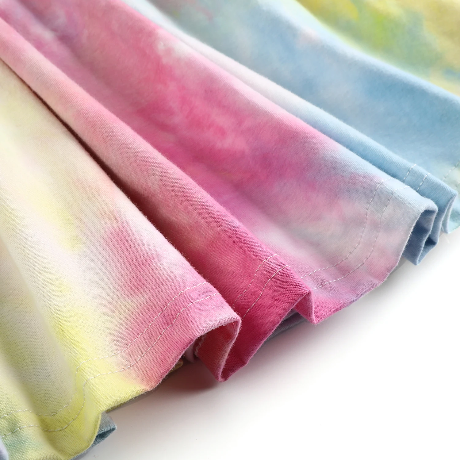 Summer short sleeve cotton knitted toddler kids boutique casual dresses children clothes tie dye girls twirl dress
