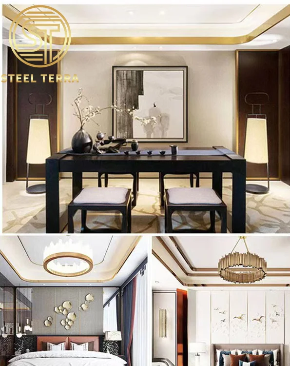 Настраиваемый современный дизайн 8K зеркальная керамическая плитка настенная декоративная окантовка из нержавеющей стали отделка молдингов