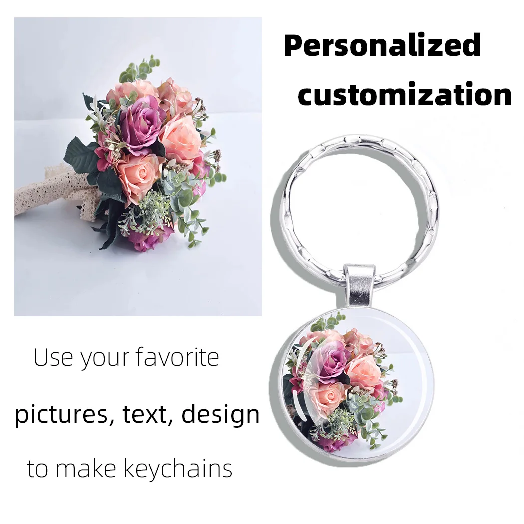 Palestinian Flag Keychain Customizable Patterns Crystal Glass Dome Crafts Alloy Pendant World Flag Key Chain