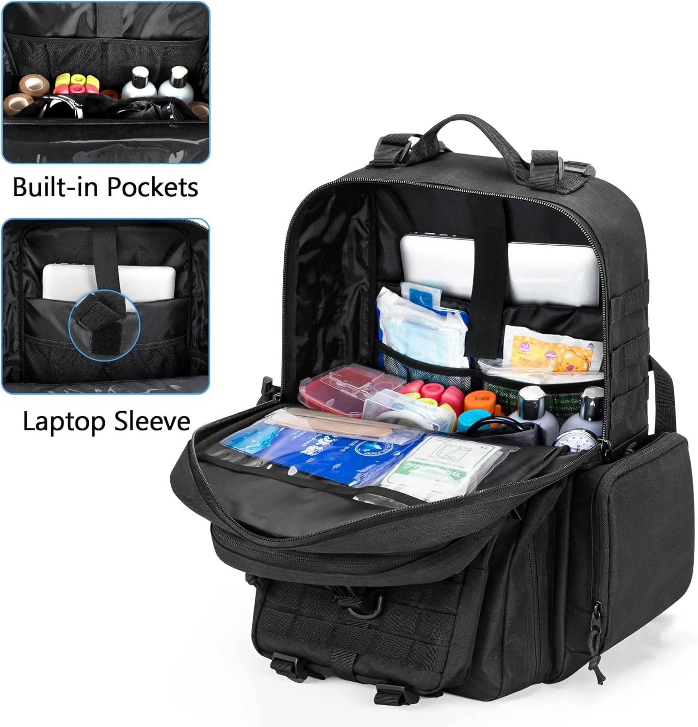 Custom Waterproof Medical Backpack Medical Supplies Bag First Aid Rucksack for Hiking, Trekking Hunting Camping