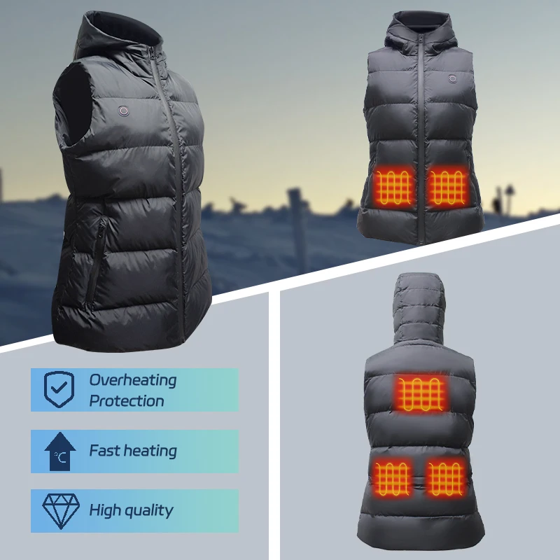 Suit Gel Lightweight  Down Cotton Waterproof Hooded Vest Battery Powered Motorcycle Small Size Heated Vest Women