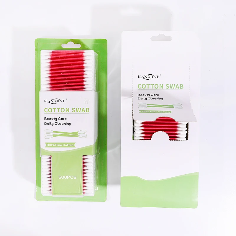 Smooth and gentle 500Pcs Red Paper Sticks Cotton buds With Blister Packaging for thorough and comfortable cleaning