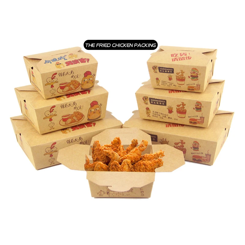 Takeout Reusable Nugget Hot Grilled Fold Roll Fried Paper Carton Box For Chicken